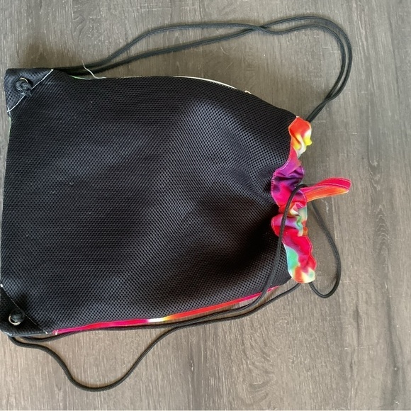 Tie Dye Heart Rhinestone Tote Bag Backpack -Earphone Insert and Side Pocket - Picture 5 of 6